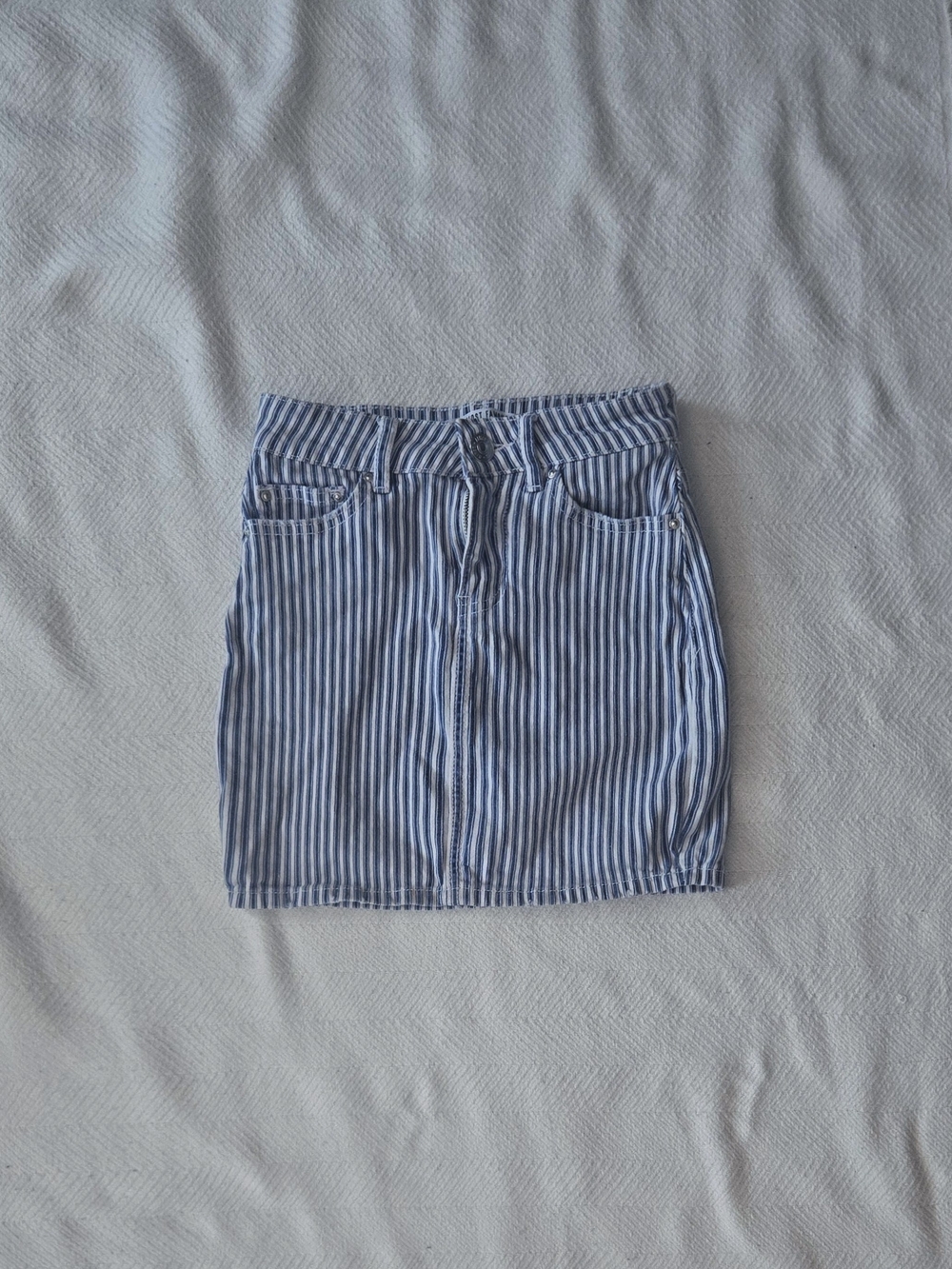 Blue and White Striped Women's Skirt